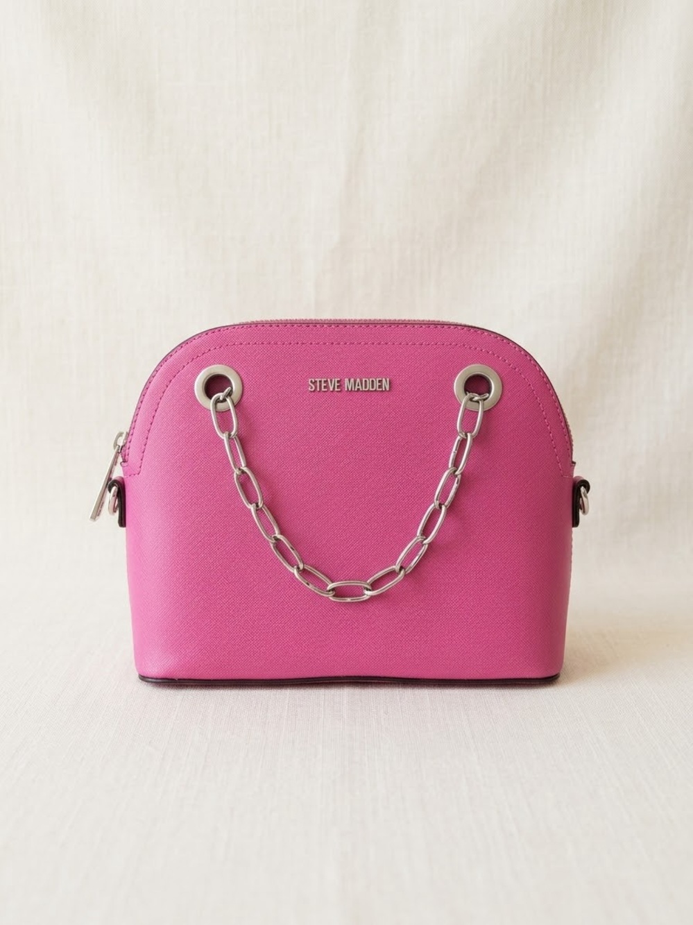 Steve Madden Hot Pink Dome Crossbody with Silver Chain